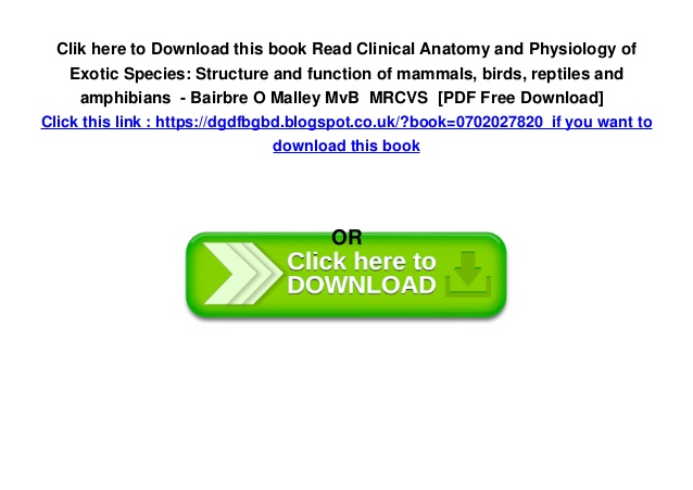 Clinical Anatomy And Physiology Of Exotic Species Pdf Free